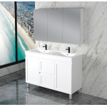 Mia 1200 Matte White Free Standing Double Bowl Vanities Cabinet Only